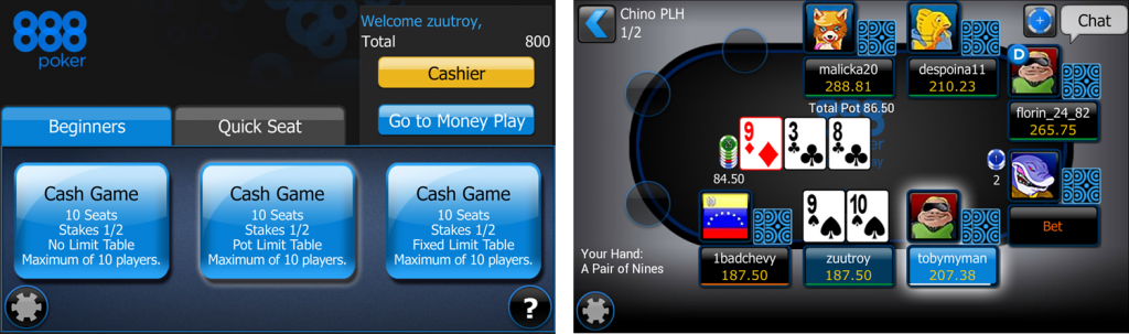 888 mobile poker app